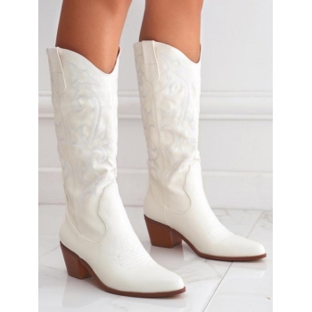 ZAFUL Women Stitching Embroidered Western Cowboy Boots