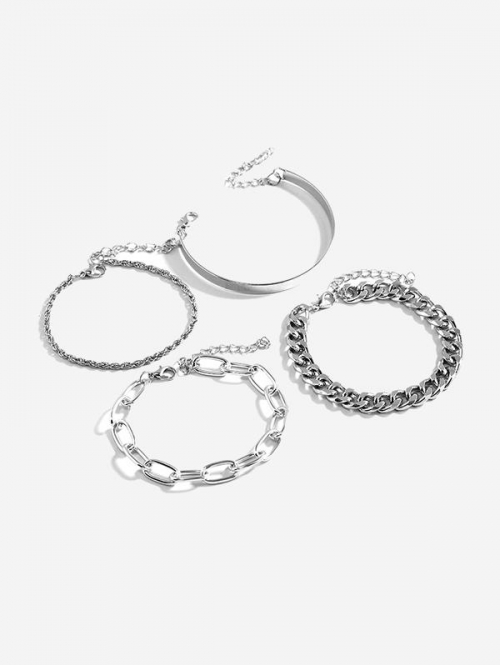 4Pcs Chunky Chain Bracelets Set