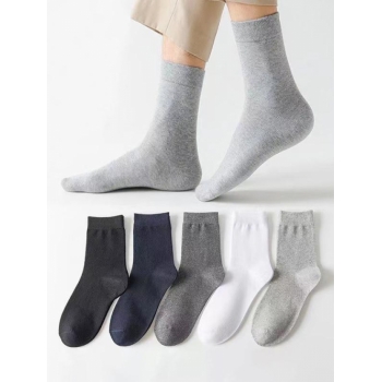 ZAFUL 5Pairs Solid Color Basic Crew Socks