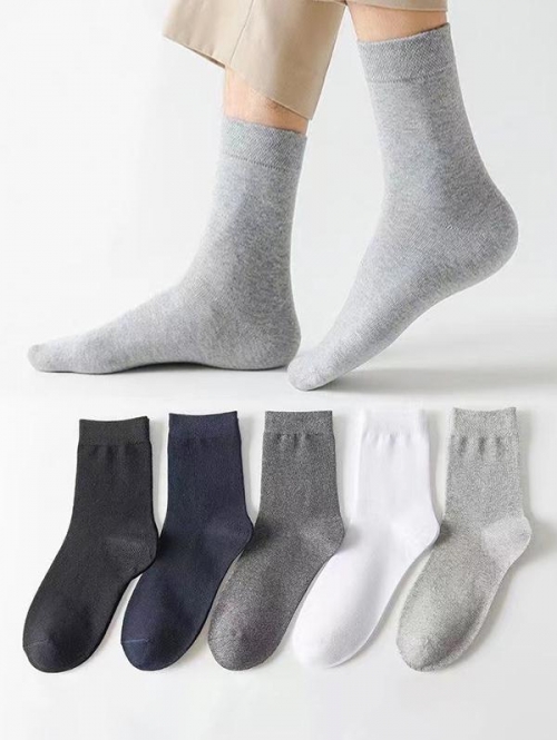 ZAFUL 5Pairs Solid Color Basic Crew Socks