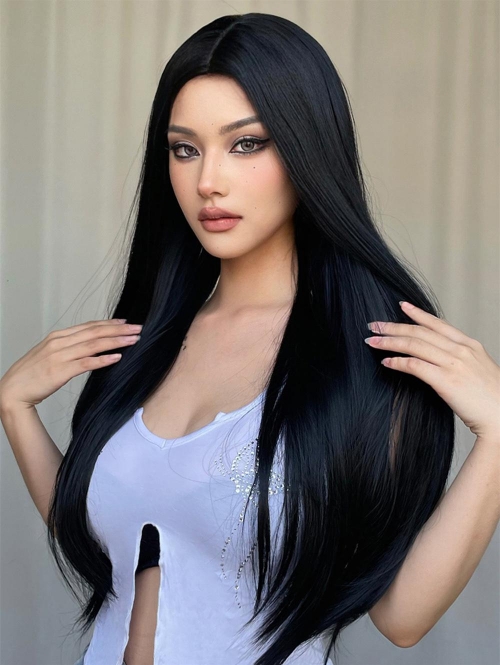 zaful Natural Straight Black Color Long Synthetic Wig