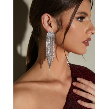 Cute Earrings Rhinestones Fringes Evening Drop Chandelier Earrings By ZAFUL