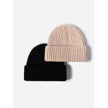 Solid Ribbed Cuff Knit Beanie