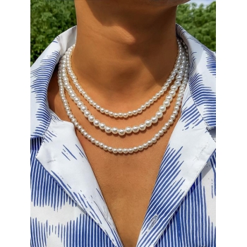 Three Layers Faux Pearl Sweater Chain