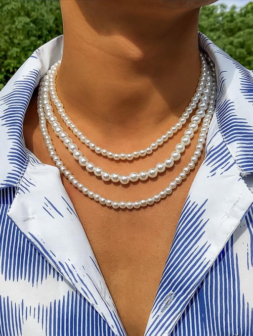 Three Layers Faux Pearl Sweater Chain