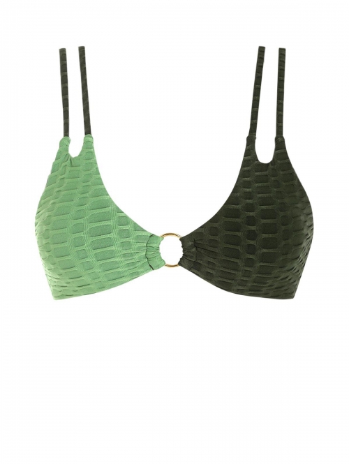 Two Tone O-ring Bikini Top S Green