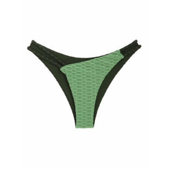 Honeycomb Textured Bikini Bottom M Green