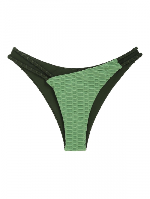 Honeycomb Textured Bikini Bottom M Green