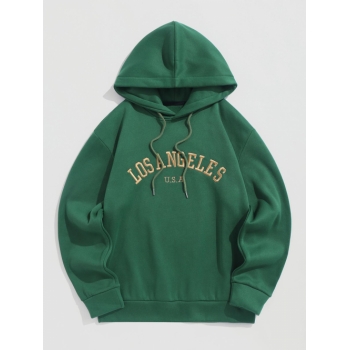 ZAFUL Men's ZAFUL LOS ANGELES USA Embroidered Fleece-lined Hoodie S Green