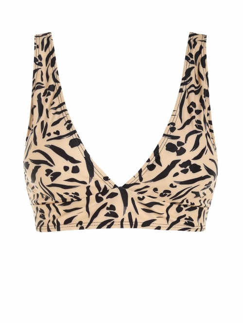 Abstract Print Tank Bikini Top M Light coffee