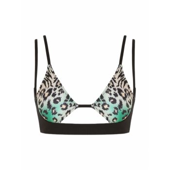 Cut Out Animal Leopard Bikini Top L Black