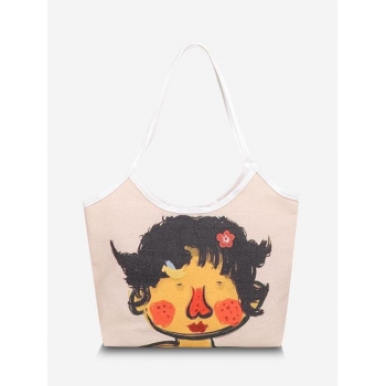 Cartoon Portrait Painting Canvas Tote Bag