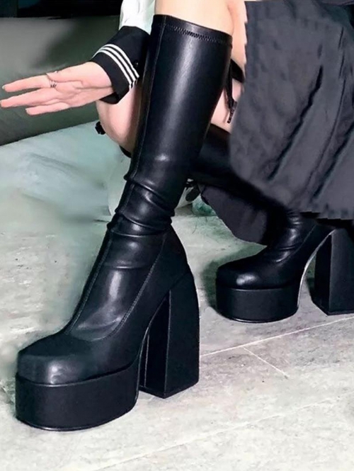 ZAFUL Women Stretch Minimalist Platform Mid-calf Boots