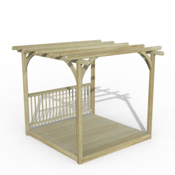 Forest Garden 2.4 x 2.4m Ultima Pergola and Decking Kit with 1 x Balustrade