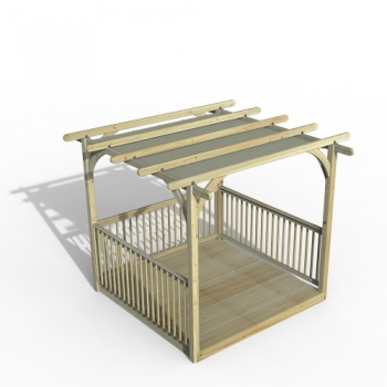 Forest Garden 2.4 x 2.4m Ultima Pergola and Decking Kit with 3 x Balustrade and Canopy