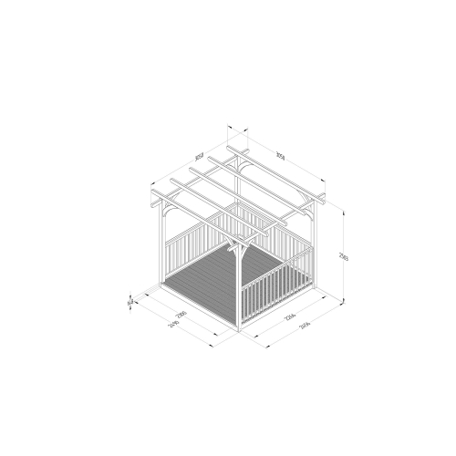 Forest Garden 2.4 x 2.4m Ultima Pergola and Decking Kit with 3 x Balustrade