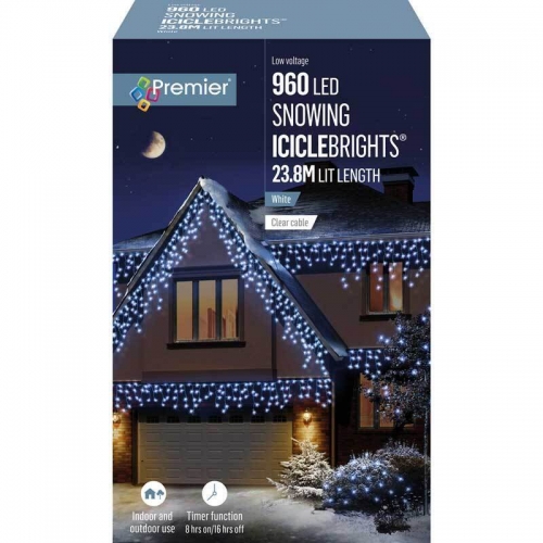 Premier Snowing Icicles Superbrights White 960 Lights