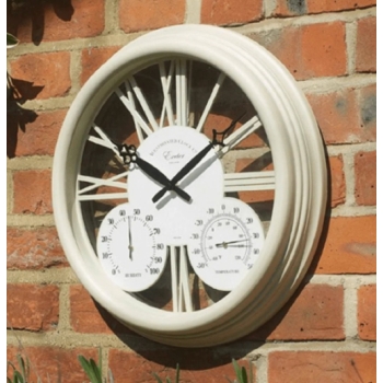 Smart Garden Exeter Wall Clock & Thermometer 15"-Cream