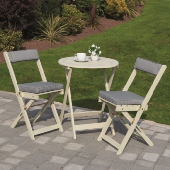 Greenhurst Raffles Bistro Set with Cushions (White)