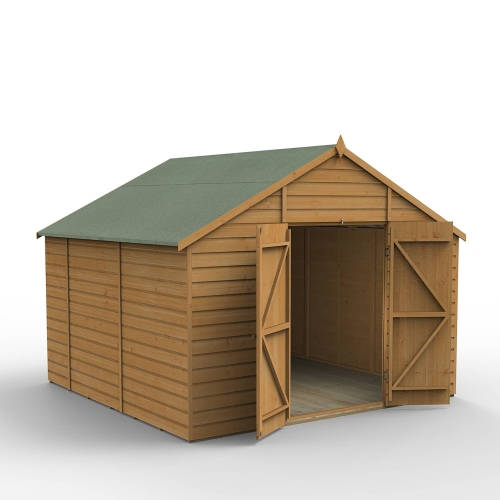 Forest Garden 10x10 Shiplap Dip Treated Shed With Double Door (No Window / Installation Included)