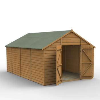 Forest Garden 10x15 Shiplap Dip Treated Apex Shed With Double Door (No Window)