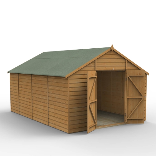 Forest Garden 10x15 Shiplap Dip Treated Apex Shed With Double Door (No Window / Installation Included)