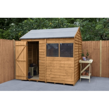 Forest Garden 8 x 6 Overlap Dip Treated Reverse Apex Wooden Garden Shed