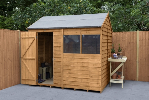 Forest Garden 8 x 6 Overlap Dip Treated Reverse Apex Wooden Garden Shed