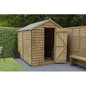 Forest Garden 8 x 6 Overlap Pressure Treated Apex Wooden Garden Shed (No Window)