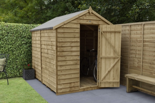 Forest Garden 8 x 6 Overlap Pressure Treated Apex Wooden Garden Shed (No Window)