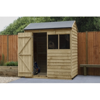 Forest Garden 6 x 4 Overlap Pressure Treated Reverse Apex Wooden Garden Shed