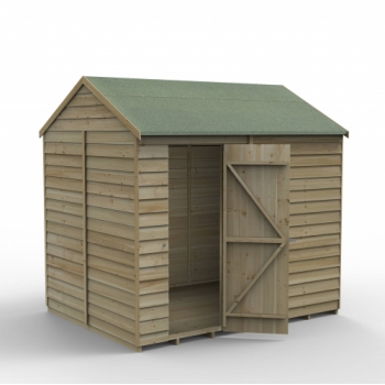 Forest Garden 8x6 4Life Overlap Pressure Treated Reverse Apex Shed (No Window)