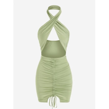 Mini Dress ZAFUL Open Back Cinched Cutout Bodycon Dress M Light green