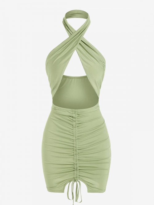 Mini Dress ZAFUL Open Back Cinched Cutout Bodycon Dress M Light green