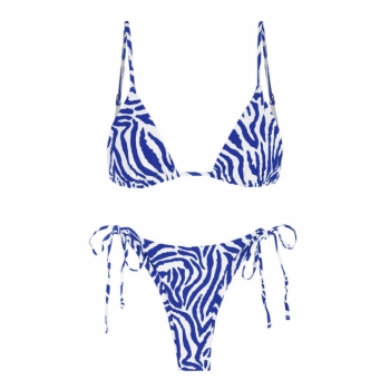 ZAFUL Zebra Bralette String Bikini Swimsuit M Blue