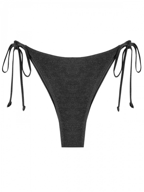 Tie Metallic Adjustable Bikini Bottom L Black