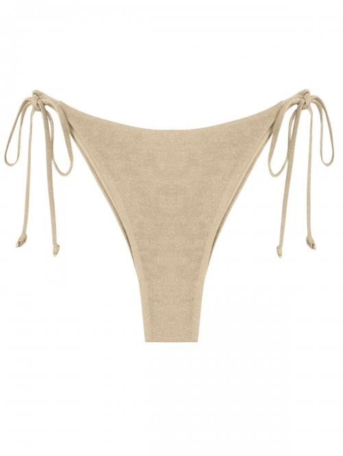 Tie Metallic Adjustable Bikini Bottom S Light coffee