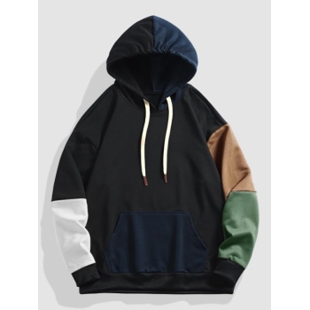 ZAFUL Men's Colorblock Kangaroo Pocket Hoodie S Black