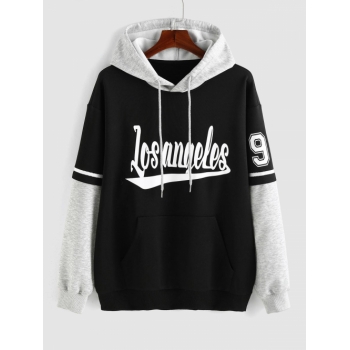 ZAFUL Men's ZAFUL Los Angeles Printed Colorblock Baseball Hoodie M Black