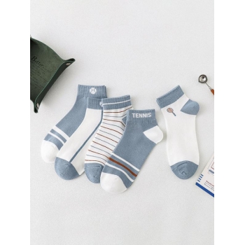 ZAFUL 5Pairs Colorblock Stripes Letter Low Cut Socks