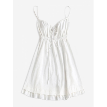 Mini Dress ZAFUL Flounce Front Tie Mini A Line Dress S White