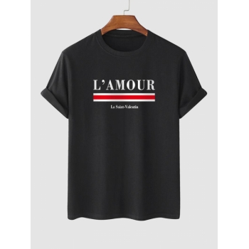 ZAFUL Men's L'AMOUR Print Short Sleeve T Shirt L Black