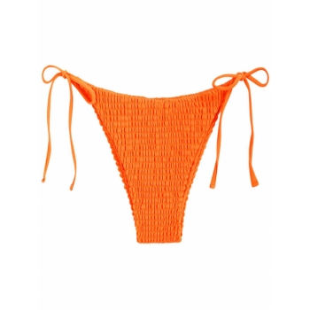 ZAFUL Smocked Tie Side Bikini Bottom M Orange