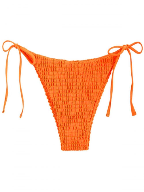 ZAFUL Smocked Tie Side Bikini Bottom M Orange