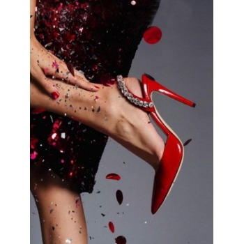 Women Rhinestone Embellished Stiletto Heel Sling Back Pumps