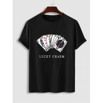 ZAFUL Men's LUCKY CHARM Playing Card Pattern Short Sleeves T-shirt Xxl Black