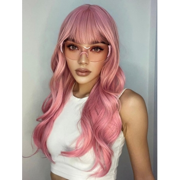 zaful Pink Long Wavy Synthetic Wig