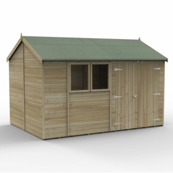 Timberdale 12x8 Tongue and Groove Pressure Treated Reverse Apex Double Door Wooden Garden Shed (Installation Included)