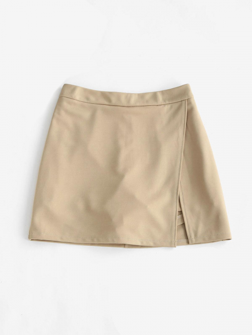 Slit Skirt with Shorts Underneath L Coffee