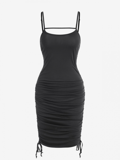 Bodycon Dress Cinched Ruched Bodycon Cami Dress M Black